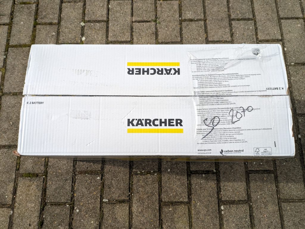 Verpackung des Kärcher K2 Akku-Hochdruckreinigers von oben