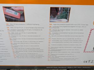 Verpackung des Yard Force LW C02 AquaJet Akku-Hochdruckreinigers von hinten in der Nahansicht (2)