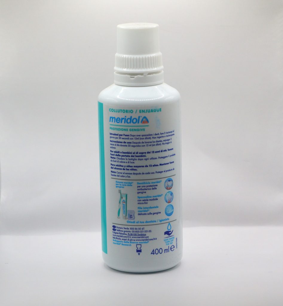 meridol Zahnfleischschutz Flasche Rückseite