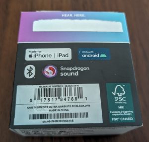 Bose QuietComfort Ultra EarBuds Bluetooth-Kopfhörer Karton Rückseite