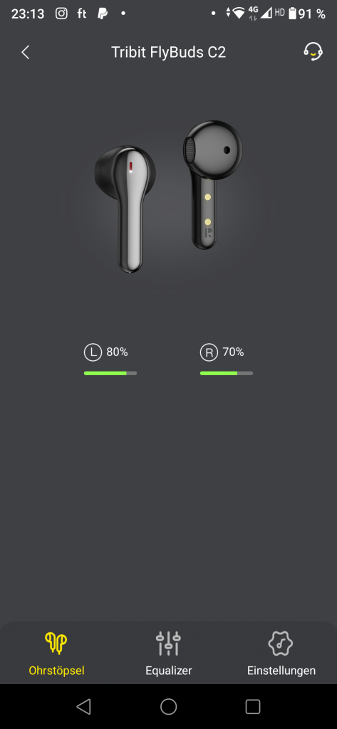 Tribit FlyBuds C2 Bluetooth-Kopfhörer Screenshot