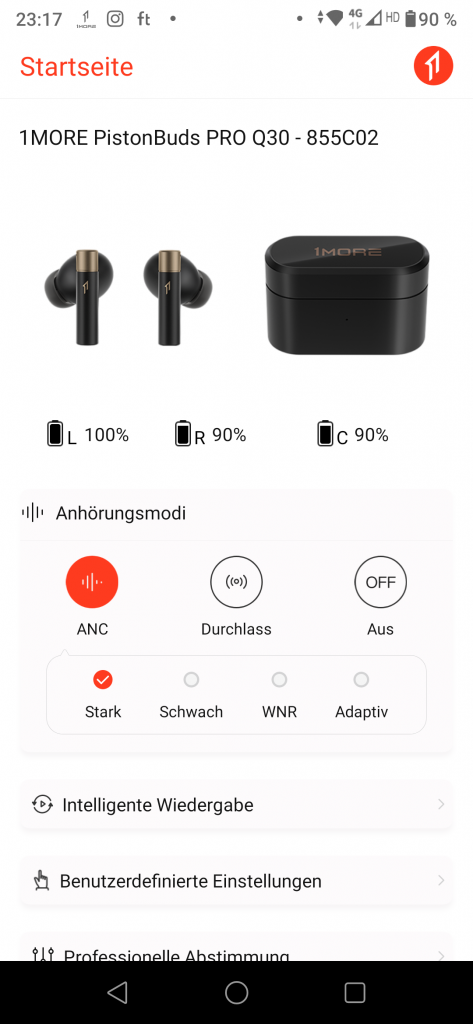 1More PistonBuds Pro Q30 Bluetooth-Kopfhörer Screenshot