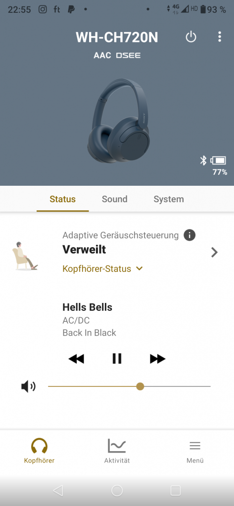Sony WH-CH720N Bluetooth-Kopfhörer Screenshot