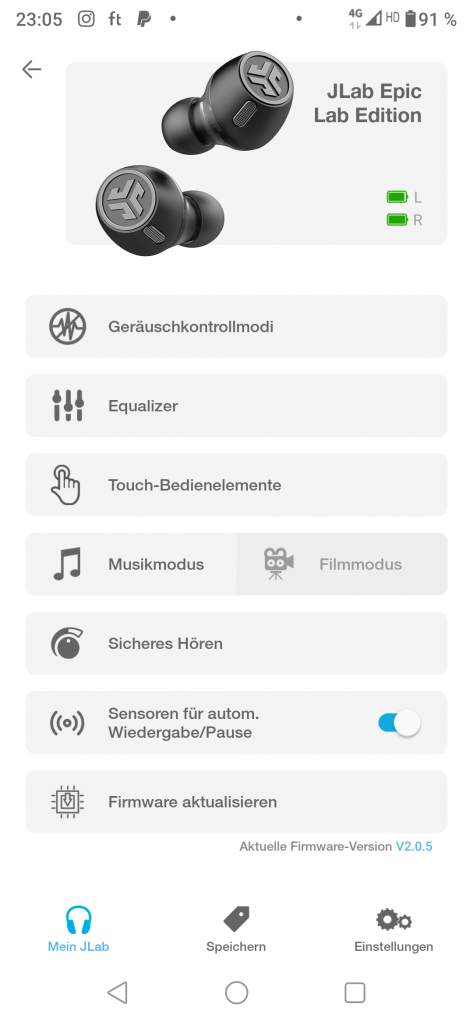 Jlab Epic Lab Edition Bluetooth-Kopfhörer Screenshot
