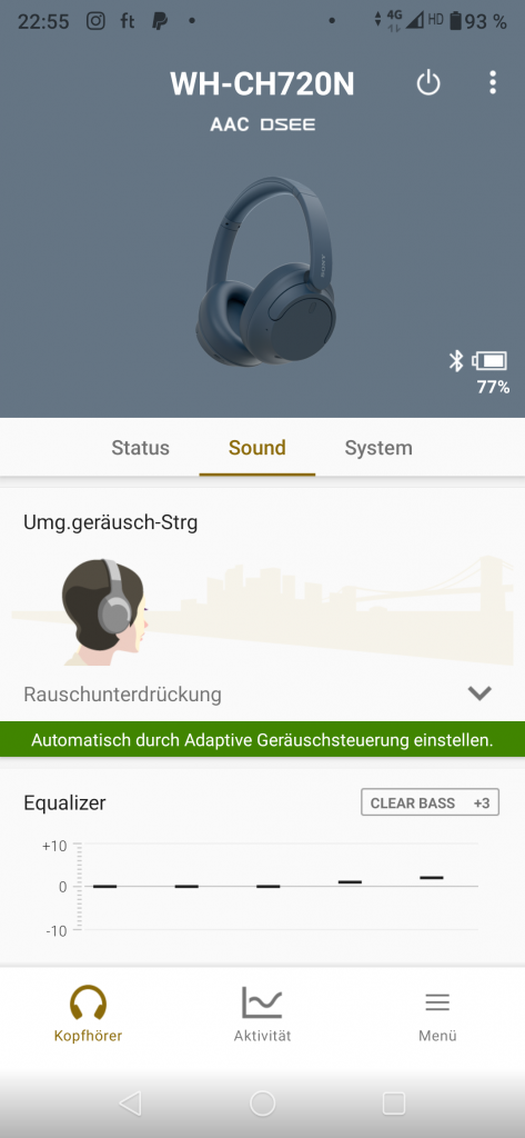 Sony WH-CH720N Bluetooth-Kopfhörer Screenshot