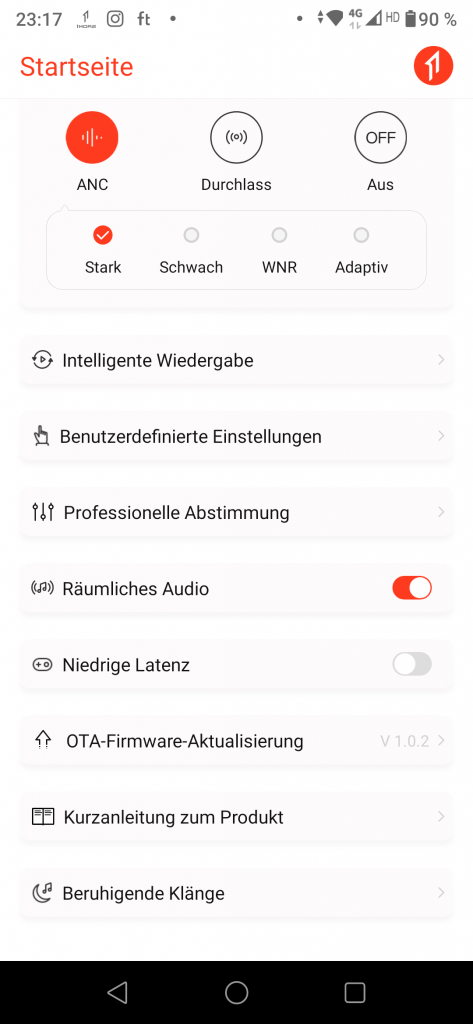 1More PistonBuds Pro Q30 Bluetooth-Kopfhörer Screenshot