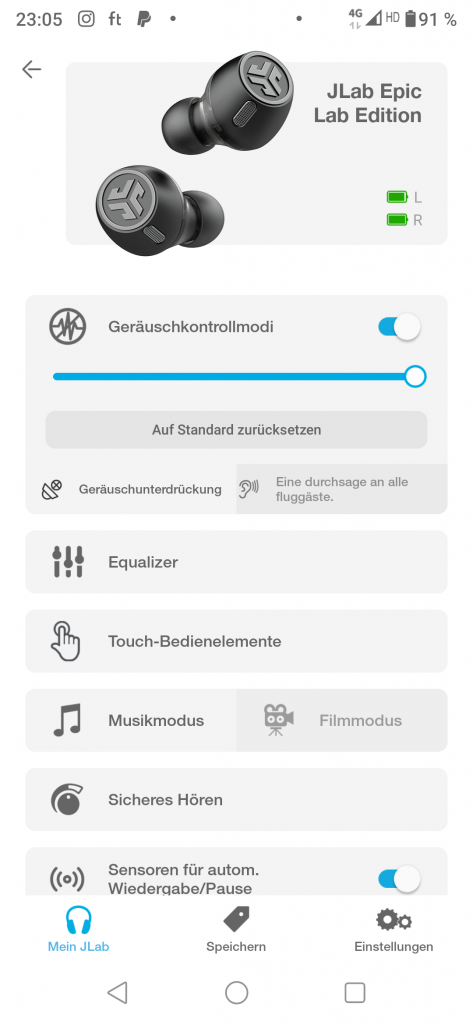 lab Epic Lab Edition Bluetooth-Kopfhörer Screenshot