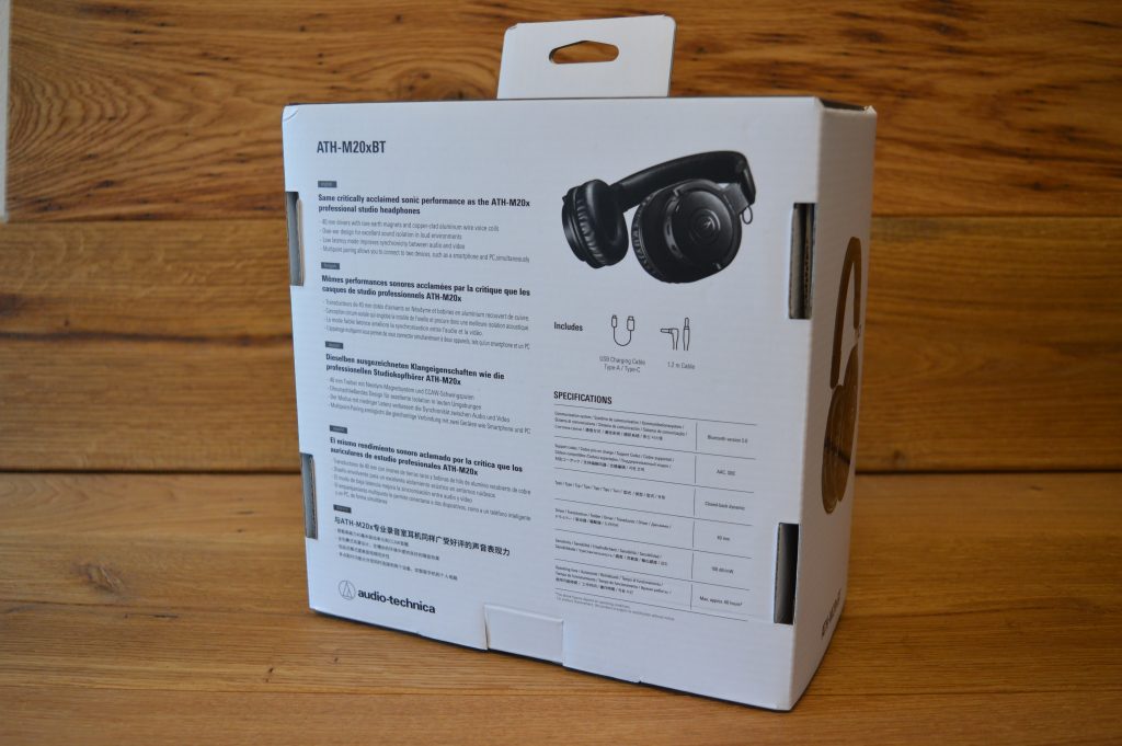 Audio-Technica ATH-M20xBT Over-Ear-Kopfhörer Verpackung Rückseite
