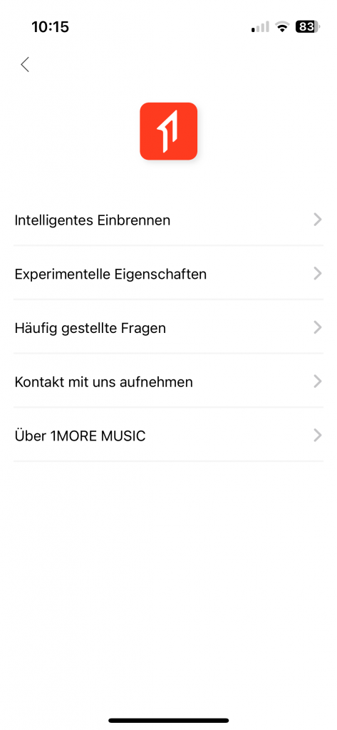 1More SonoFlow SE HQ30 Over-Ear-Kopfhörer App Untermenü