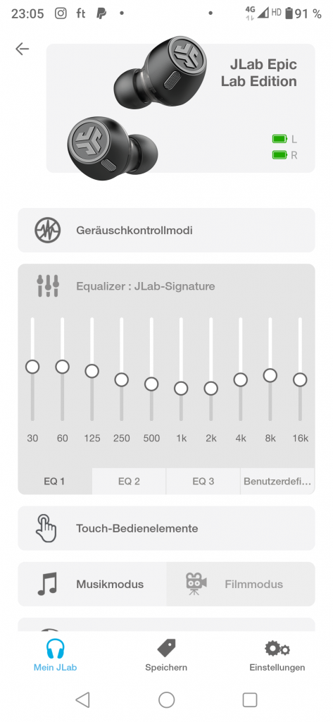 Jlab Epic Lab Edition Bluetooth-Kopfhörer Screenshot