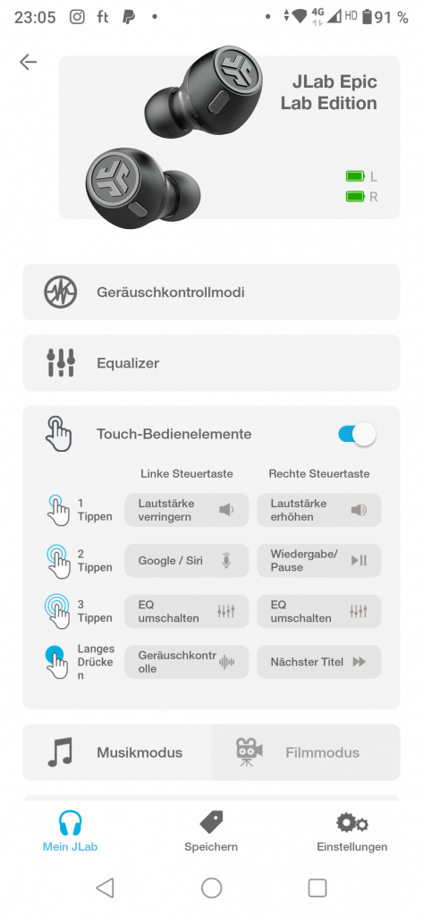 Jlab Epic Lab Edition Bluetooth-Kopfhörer Screenshot