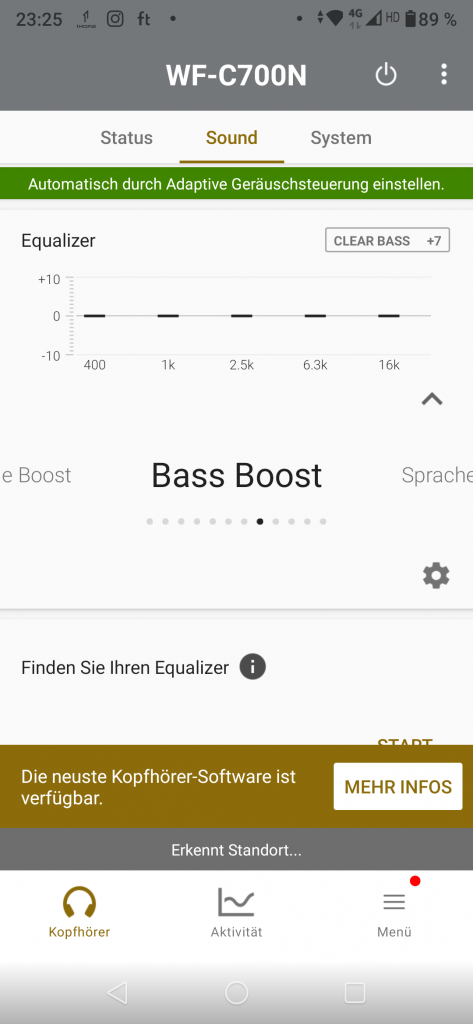 Sony WF-C700N Bluetooth-Kopfhörer Screenshot