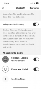 Bose QuietComfort Over-Ear-Kopfhörer App Bluetooth Einstellungen