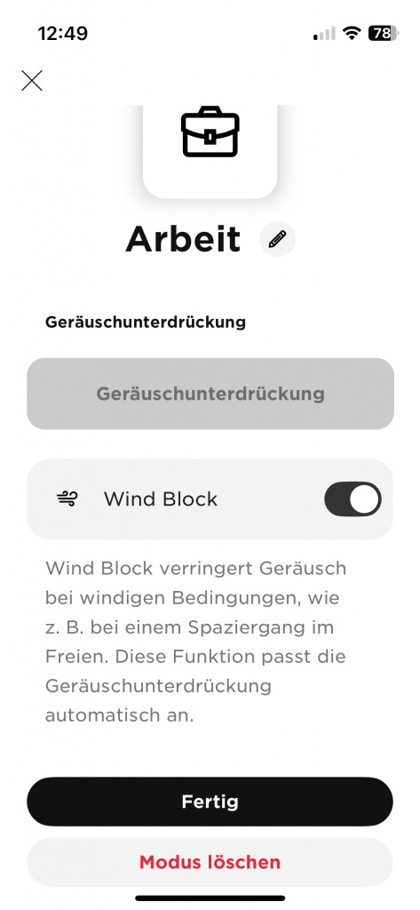 Bose QuietComfort Over-Ear-Kopfhörer App Geräuschunterdrückung Detail Einstellungen