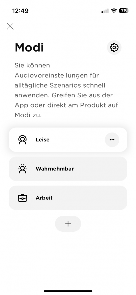 Bose QuietComfort Over-Ear-Kopfhörer App ANC Modus Auswahl