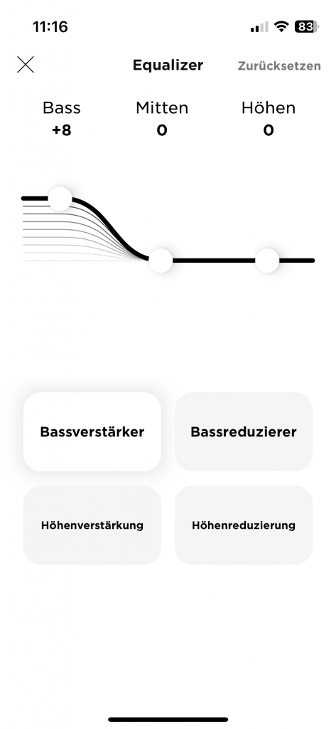Bose QuietComfort Over-Ear-Kopfhörer App Equalizer Einstellungen