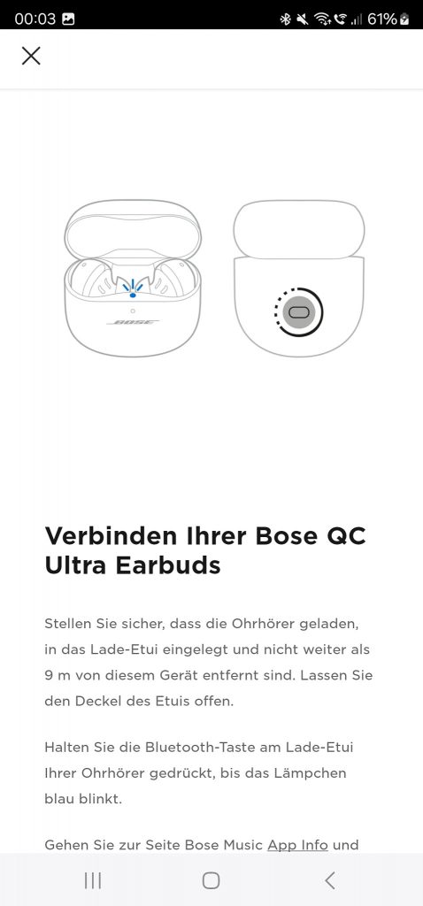 Bose QuietComfort Ultra EarBuds Bluetooth-Kopfhörer Screenshot