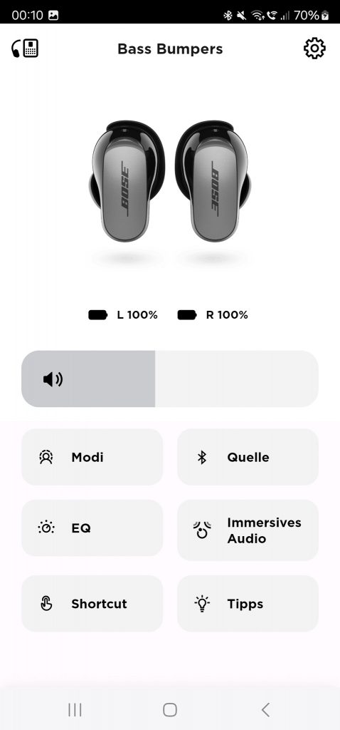 Bose QuietComfort Ultra EarBuds Bluetooth-Kopfhörer Screenshot