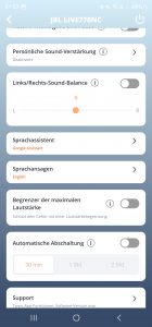 JBL LIVE770NC Bluetooth-Kopfhörer Screenshot