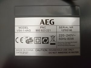 AEG VS4-1-4AG Vakuumierer, Etikett auf der Unterseite