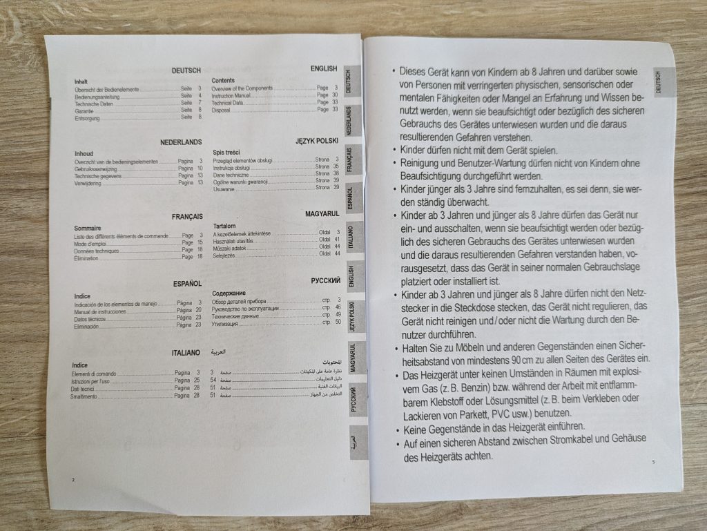 Anleitung des Clatronic HL3762 Heizlüfter geöffnet