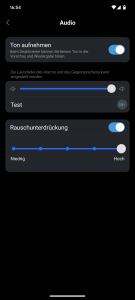 App der Reolink Duo 3 PoE M81L Überwachungskamera, Audioeinstellungen