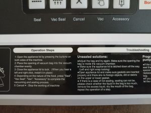 Bonsenkitchen VS2000 Vakuumierer, Warnhinweise 1