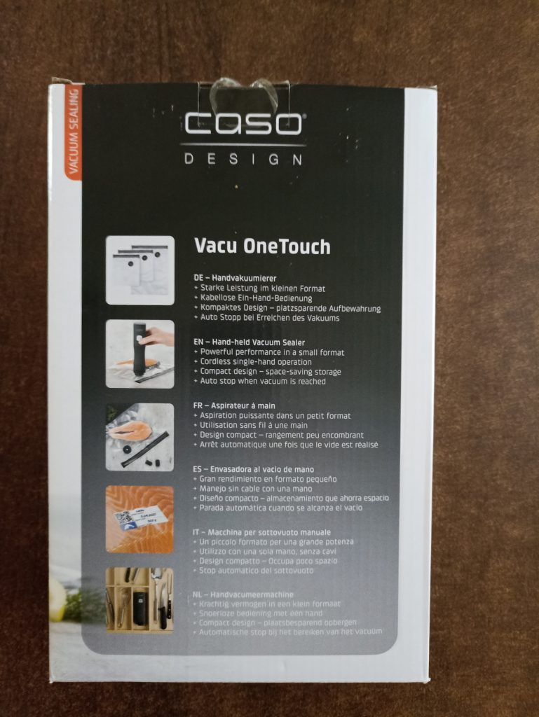 CASO Vacu OneTouch Vakuumierer, Verpackung Rückseite