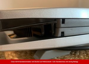 Cloer 6219 Sandwichmaker mit Deckel auf Höhenstufe 1