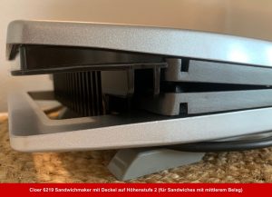 Cloer 6219 Sandwichmaker mit Deckel auf Höhenstufe 2