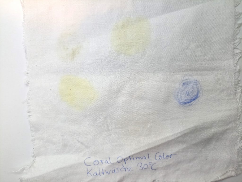 Coral Optimal Color XXL, Ergebnis Kaltwäsche 30 Grad, unterer Abschnitt