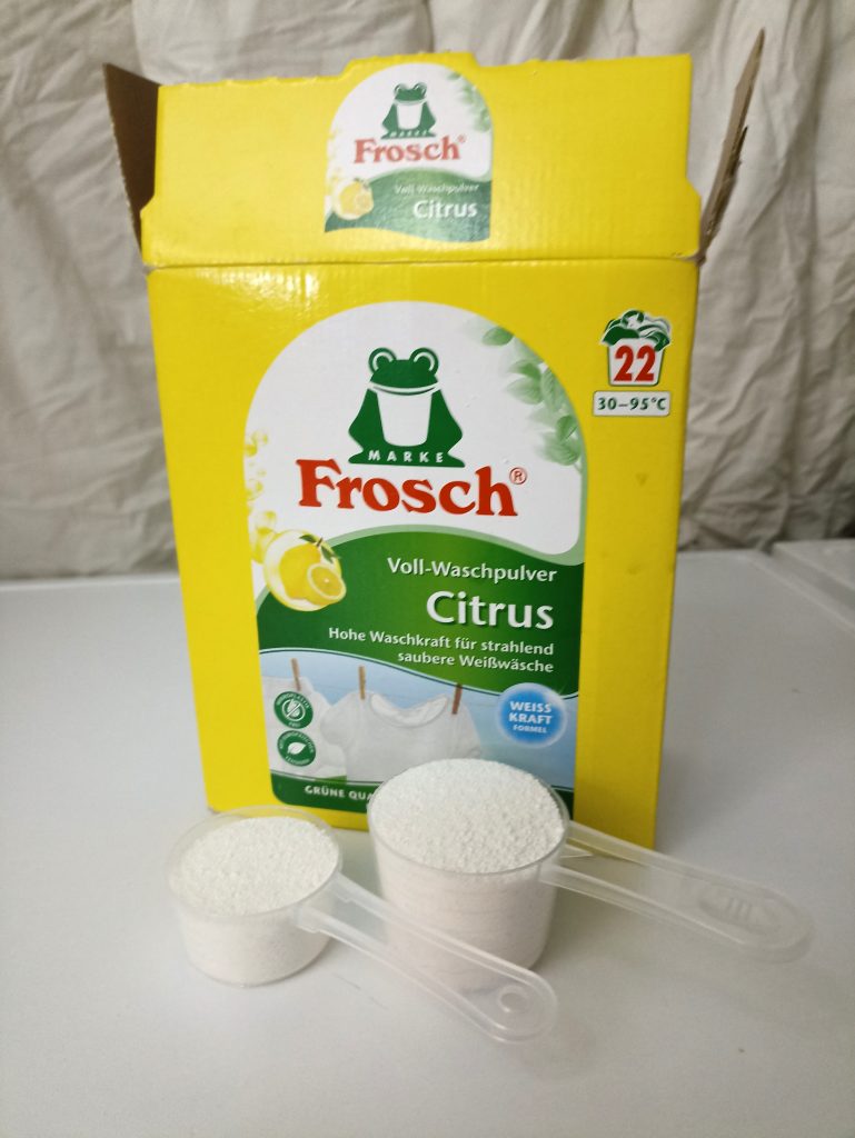 Frosch Citrus Waschmittel, Dosierung für kalte Wäsche im Waschtest