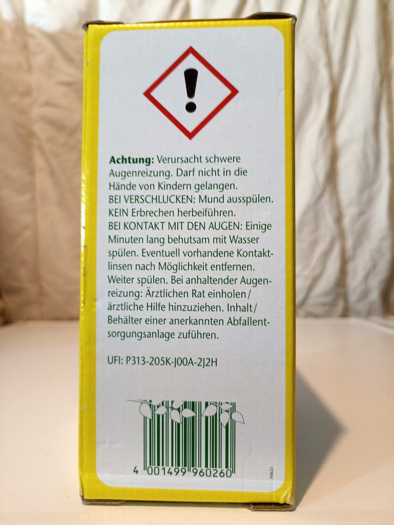Frosch Citrus Waschmittel, Verpackung Seitenansicht 1