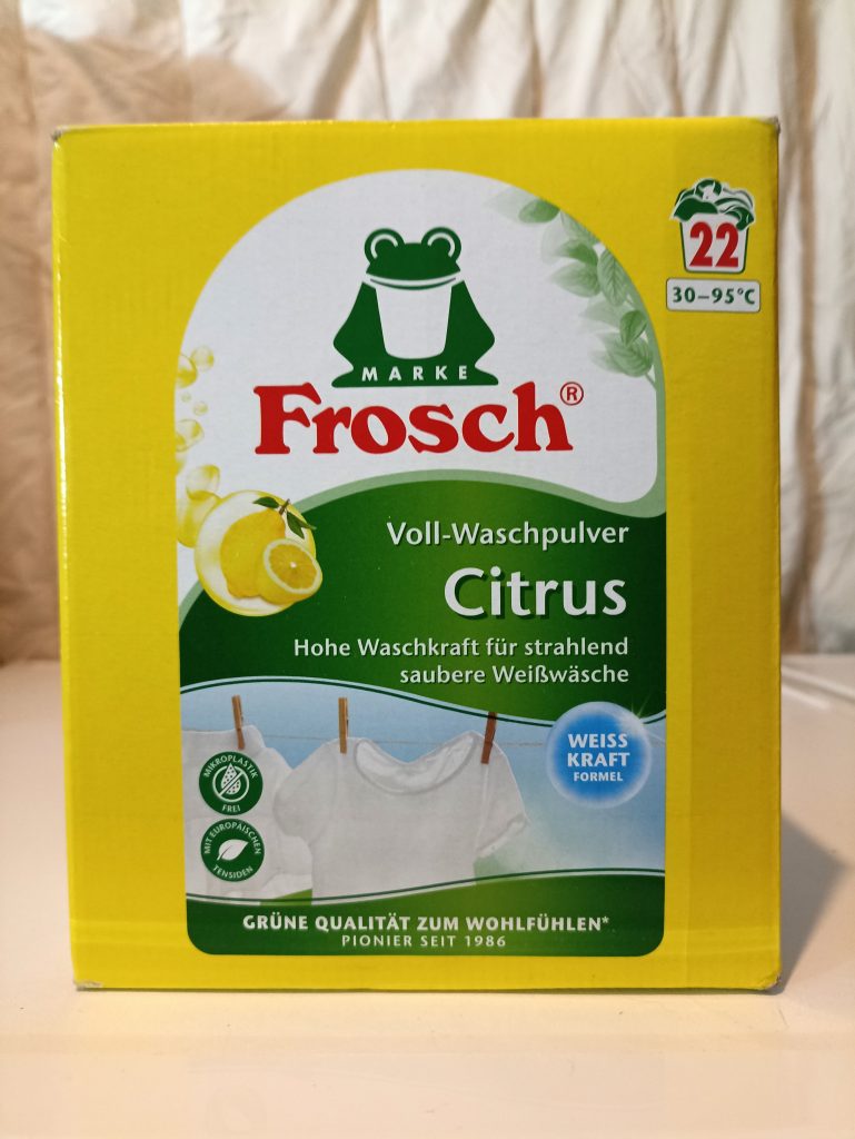 Frosch Citrus Waschmittel, Verpackung Vorderseite