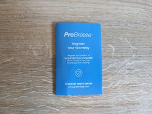 Garantiekarte des Pro Breeze Mini Heizlüfters