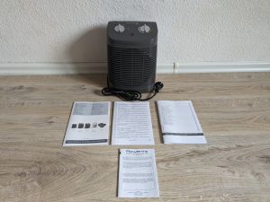 Lieferumfang des Rowenta SO2320 Instant Comfort Compact Heizlüfters in der Nahansicht