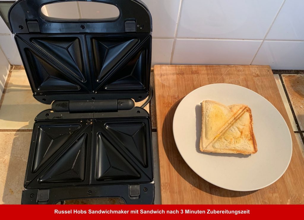 Russell Hobbs 24540-56 Sandwichmaker mit Sandwich nach 3 Minuten