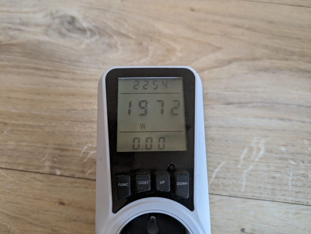 Stromverbrauch des Pro Breeze Mini Heizlüfters in der dritten Heizstufe