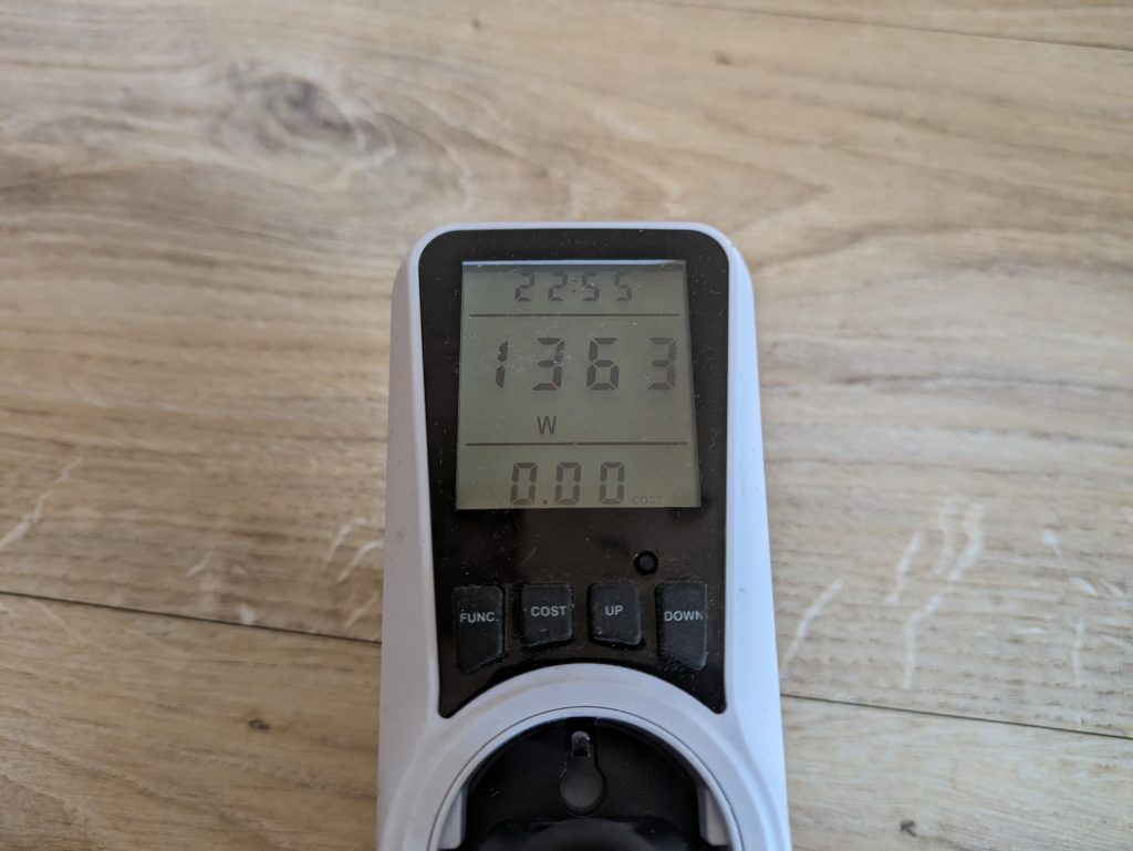 Stromverbrauch des Pro Breeze Mini Heizlüfters in der zweiten Heizstufe