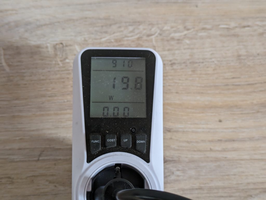 Stromverbrauch des Rowenta SO2320 Instant Comfort Compact Heizlüfters in der Kaltluftstufe