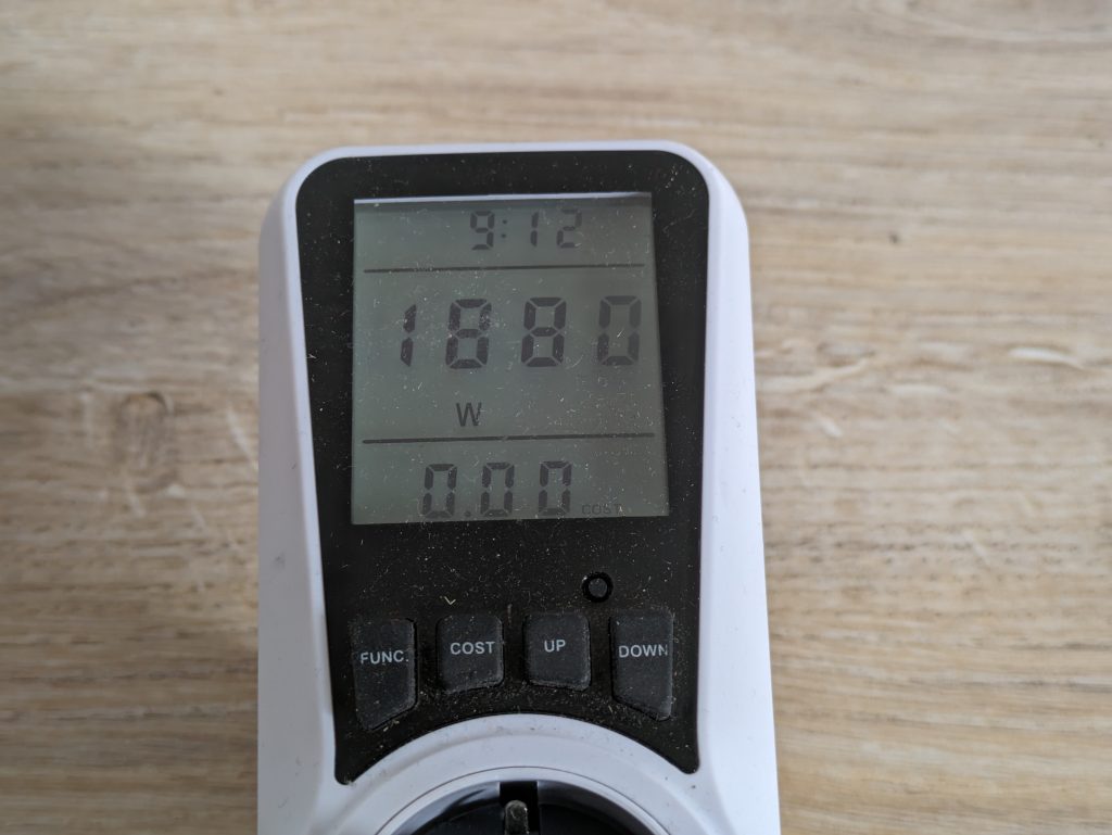 Stromverbrauch des Rowenta SO2320 Instant Comfort Compact Heizlüfters in der zweiten Heizstufe