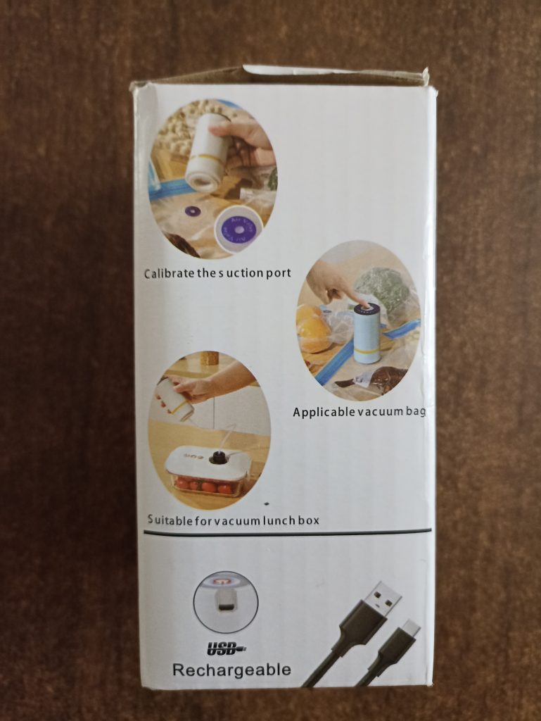 Uadme K02 Vakuumierer, Verpackung Seitenansicht