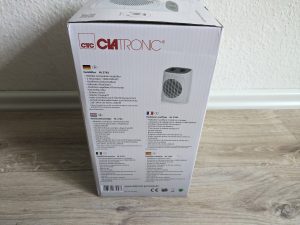 Verpackung des Clatronic HL3762 Heizlüfters von der Seite