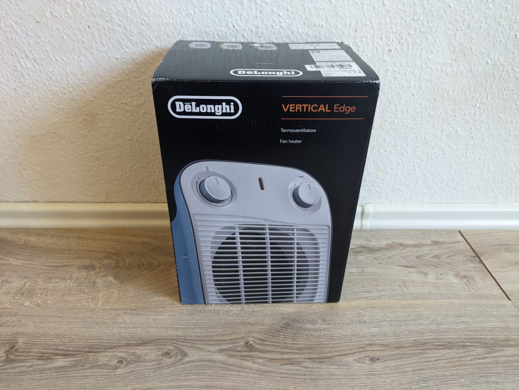 Verpackung des De’Longhi HFS50B20.AV Heizlüfters in der Nahansicht