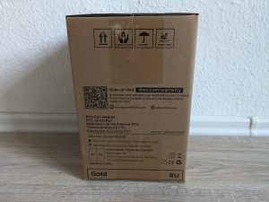 Verpackung des Dreo ‎DR HSH006 Heizlüfters von der Seite