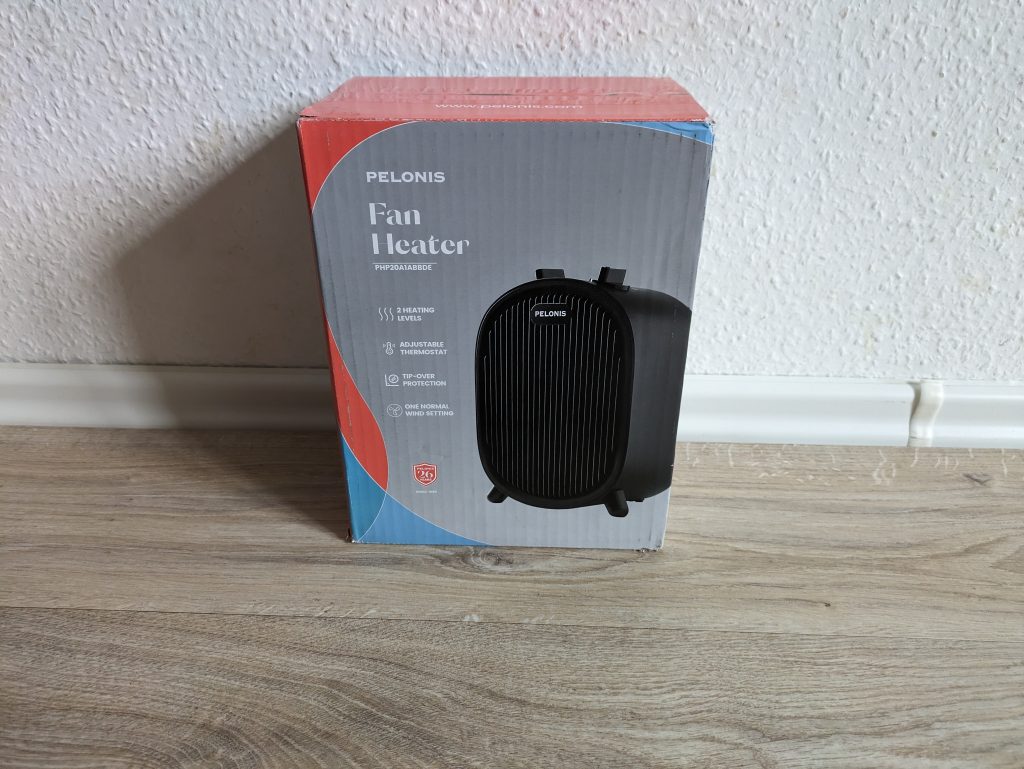 Verpackung des Pelonis SWNJ53 Heizlüfter von vorne