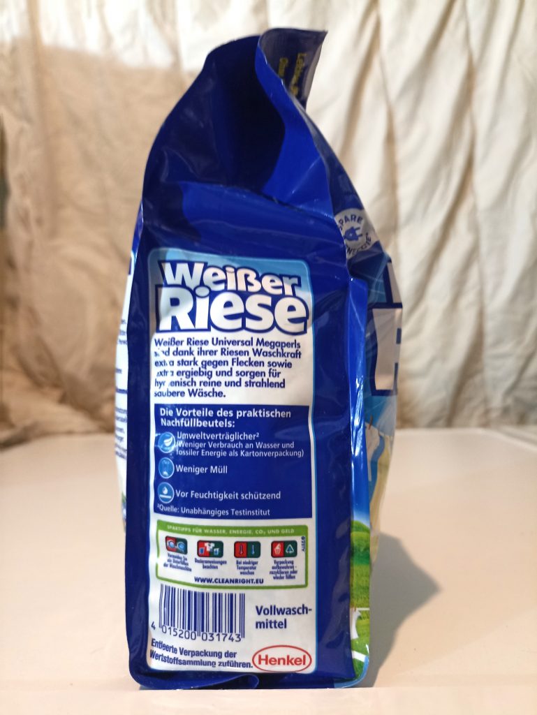 Weißer Riese Universal Megaperls Waschmittel, Verpackung Seitenansicht 1