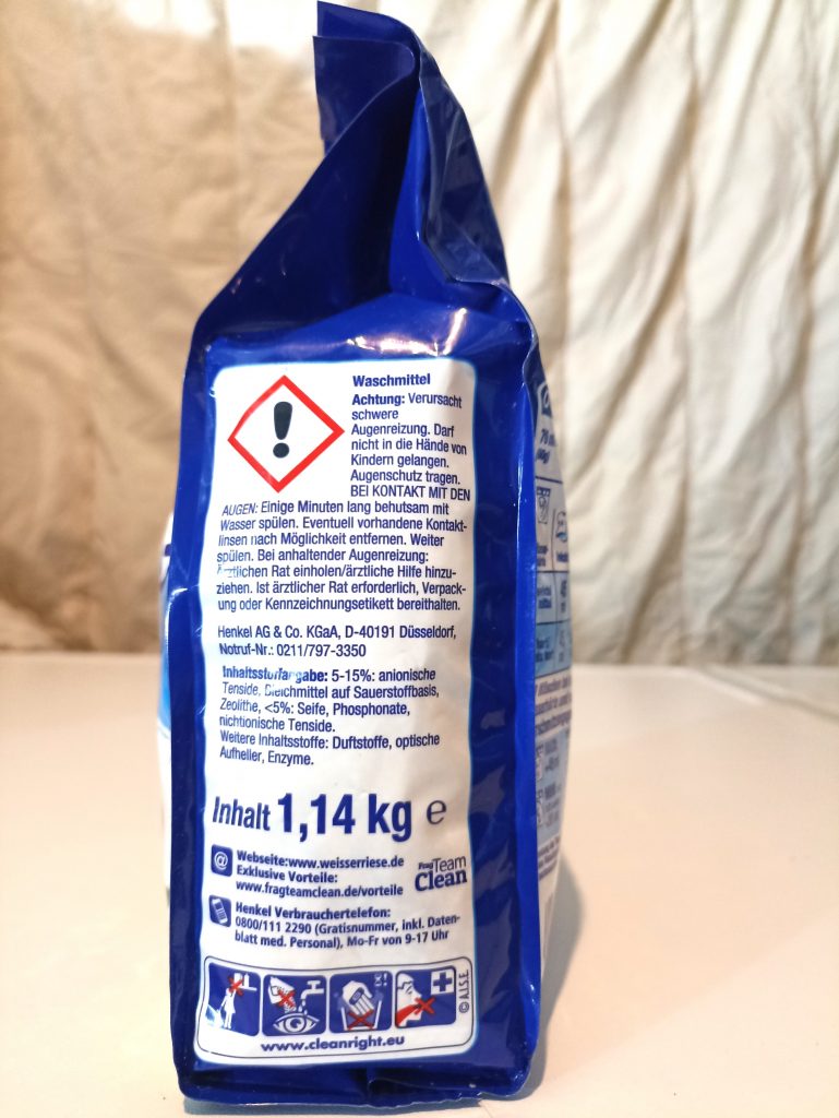 Weißer Riese Universal Megaperls Waschmittel, Verpackung Seitenansicht 2