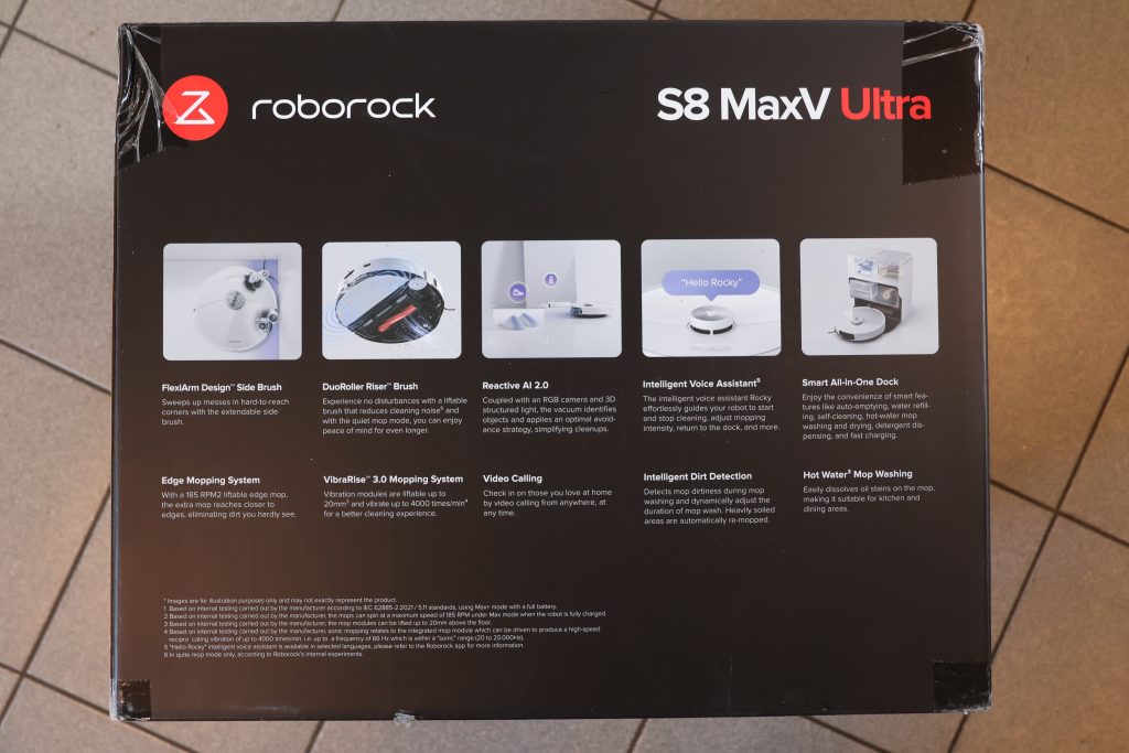 Roborock S8 MaxV Ultra Saug-Wisch-Roboter Karton Rückesite
