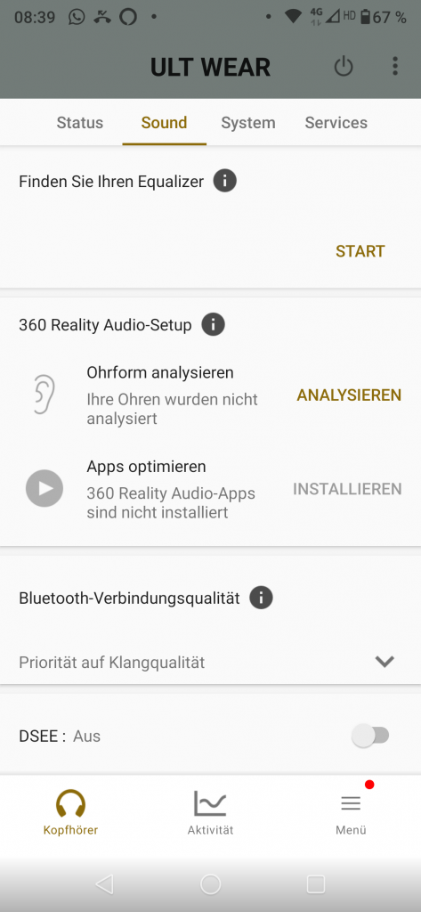 Sony ULT Wear Screenshot